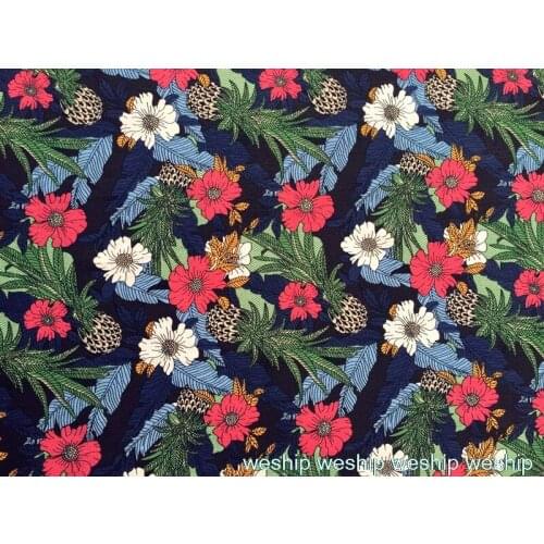 Blue flowers vintage fabric Retro style fabric Calico Printed cotton fabric for DIY Bag 1 order=1meter
