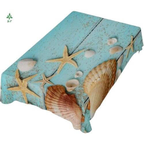 Tablecloth Seashells Starfish Prints Dining Room Kitchen Picnic Party