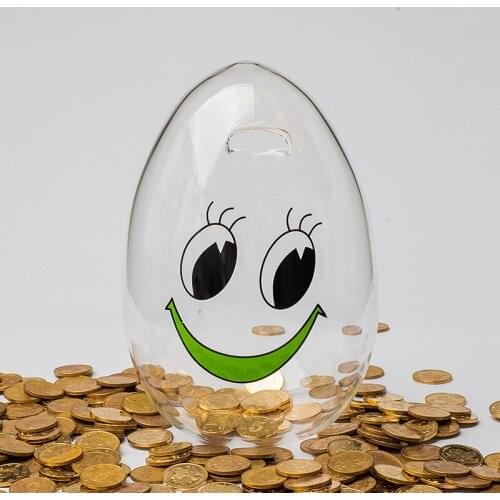 Glass Dinosaur Egg Piggy Bank Money Boxes Coin Saving Box Cute Transparent Glass Souvenir Birthday Gift for Children Kids
