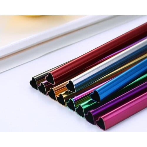1PC Heart-shaped Metal Straw Stainless Steel Drinking Straws Eco-Friendly Pink Straw Reusable Milk Tea Straw For Mugs Wholesale