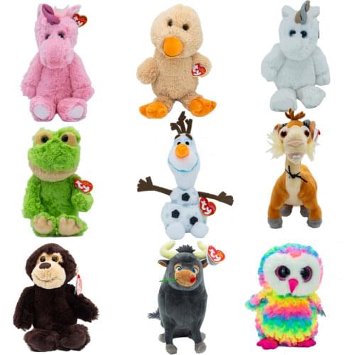 Ty Beanie Plush Animal Doll Goat Duck Soft Stuffed Toys Unicorn Frog Monkey Penguin 15cm