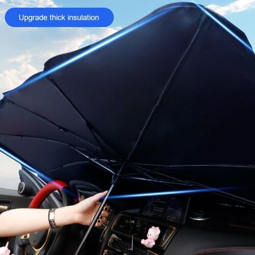 Foldable Car Sunshade UV Waterproof Protective Cover Front Windshield Summer Car Umbrella Car Supplies Silver Tape