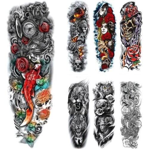 Waterproof Temporary Tattoos for Men Women Rose Lion Tiger Full Arm Sleeve Fake Tattoos Stickers Body Art Stickers and Decals