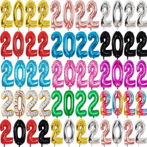 Brand new 4pcs 30/40inch digital balloon aluminum film 2022 Christmas ornaments large gold, silver, rose gold numbers