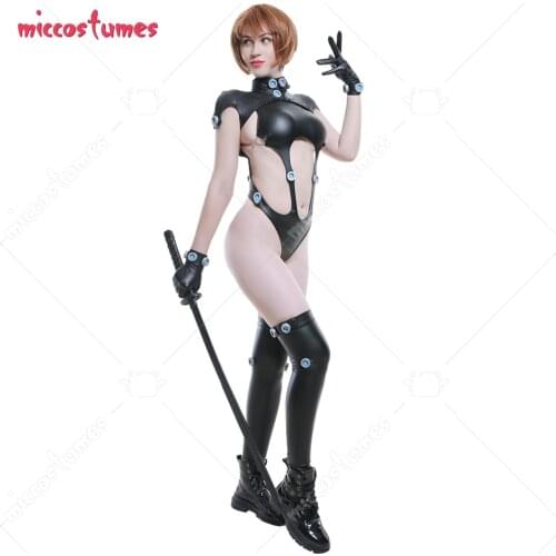 Gantz Anzu Yamasaki Shimohira Reika Women Cosplay Costume Xshotgun Sexy PU Leather Bodysuit Jumpsuit with Thigh High Stockings