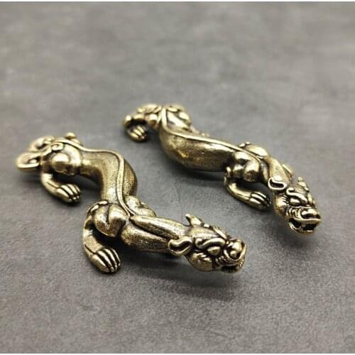 Retro Brass Lucky Dragon Figurines Miniatures 1 Pair Pure Copper Crafts Furniture Decorations Accessories Solid Animal Ornaments