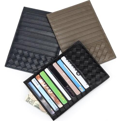 100% Leather Credit Card Mens Ultra-Thin Brand Business Card Multiple Card Slots Anti-Degaussing Simple fashion Women Card bag