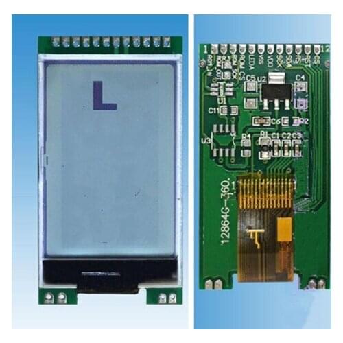 12PIN SPI COG 12864 LCD Screen Module UC1604C Controller 3.3V White Backlight