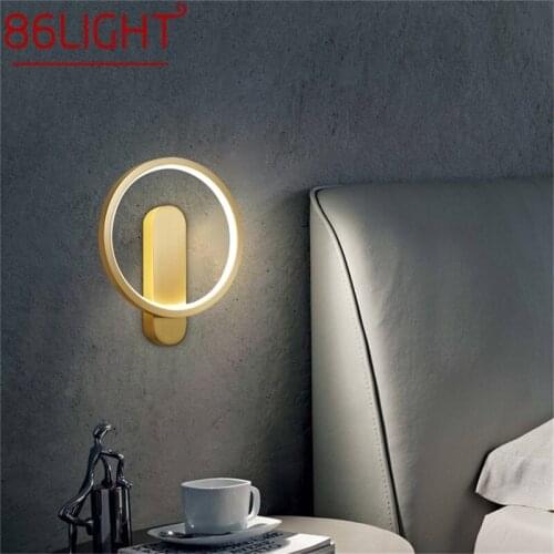 86LIGHT Brass Wall Lamp Nordic Modern Gold Sconces Simple Design LED Light Indoor For Home Decoration