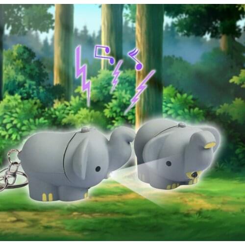 FREE SHIPPING BY DHL 200pcs/lot 2015 Plastic LED Cute Elephant Shaped Keychains with Sound Novelty Children Toy Keyrings