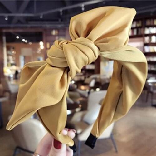 Big Bowknot Hairband for Women Hair Accessories Solid Fabric Bow Headband Adults Headdress Side Bow Knot Hairband Hair Hoop