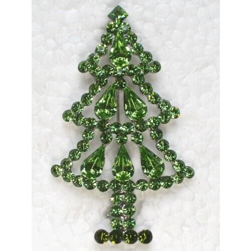 Pear shaped Rhinestone Christmas tree Pin brooches C554 K