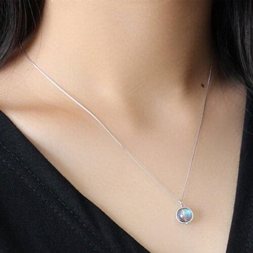 1PC Handmade Sterling Labradorite Chain Pendant Necklace Jewelry Gift