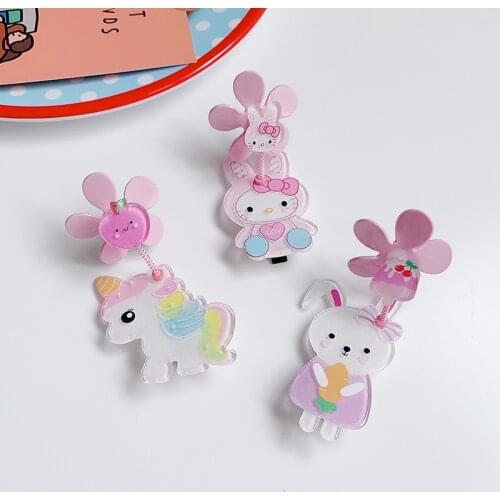 2021 Children Cute Colors Animal Cartoon Flower Ornament Hair Clips Girls Lovely Acrylic Hairpins Kids Sweet Hair Accessories