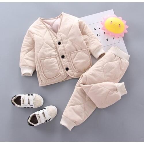 Winter Autumn Baby Boys Clothes Full Sleeve Parkas Pants 2pcs/set Cotton Suits Children Clothing Sets Toddler Brand Tracksuits