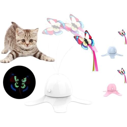 Pet Electric Toy Automatic Cat Toy Electric Rotating Kitten Toys Butterfly Funny Cat Stick Boring Interactive Toys