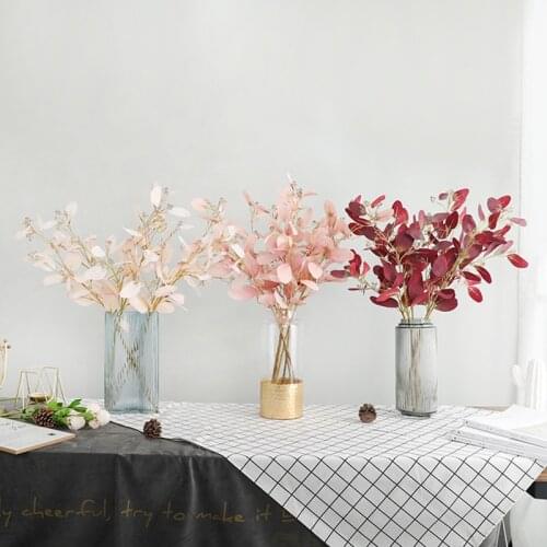 Artificial Plant Eucalyptus Branch DIY Fake Leaf Retro Green Wedding Home Artificial Craft Plant Fabric Decoration