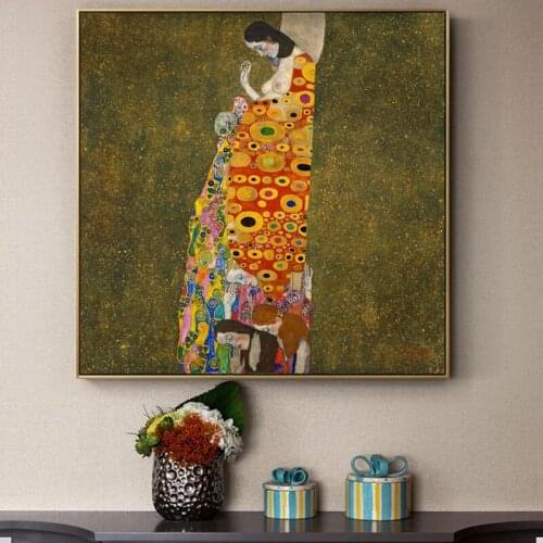 Classic 100% Hand Painted Artist Gustav Klimt Hope 2 Abstract Oil Painting on Canvas Modern Art Wall Pictures Room Decoration