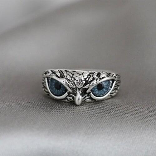 New Creative Owl Ring Punk Demon Eye Animal Adjustable Open Rings for Women Men Vintage Couple Ring Fashion Jewelry Best Gift