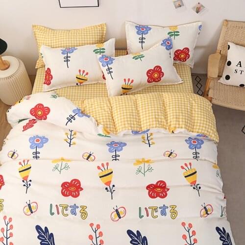 Small Floral Bedding Set Soft Skin-friendly Students Bed Linen Set 3/4pcs Duvet Cover Sheet Pillowcase Comforter Cover Set