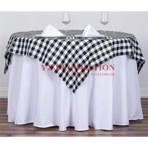 Nice Looking Checkered Gingham Polyester Table Cloth Overlay Round Rectangle Tablecloth For Banquet Wedding Event Decoration