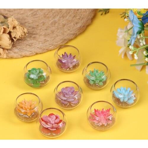 1 Pc 1:12 Dollhouse Miniature Glass Jar Succulent Plants In Pot Furniture Home Decor 26mm*18mm