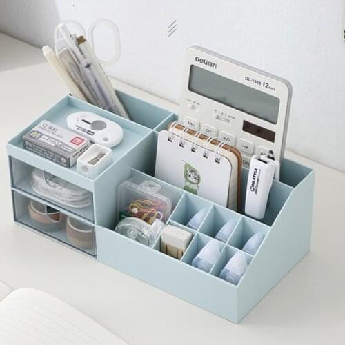 Multifunctional Desk Storage Box with Drawer Cosmetic Box Jewelry Plastic Office Miscellaneous Storage Stationery Box