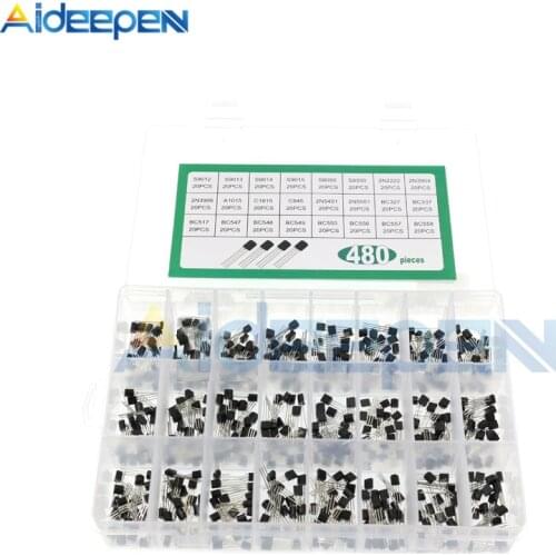 24Values TO-92 Transistor Assortment Assorted Kit Each BC327 BC337 BC517 BC547 BC548 BC549 2N2222 3906 3904 5401 5551 C945 1015