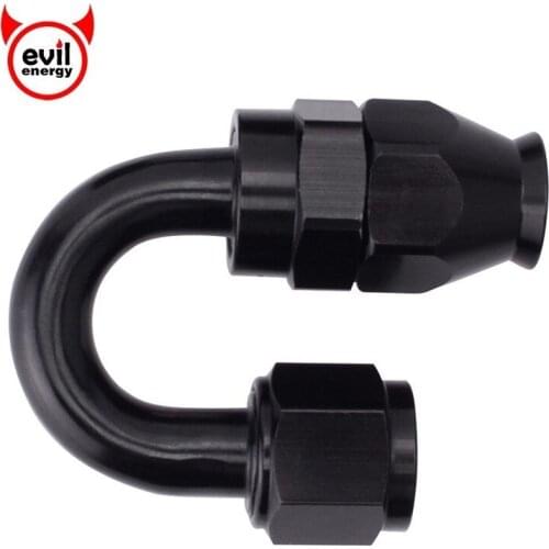 Evil energy AN8 PTFE Hose End Reusable Aluminum Alloy Adapter 0 45 90 180 Degree Fitting Black For PTFE Oil Fuel Line