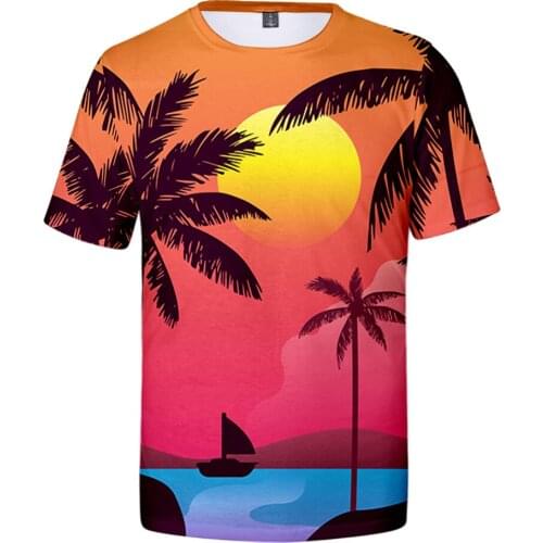 2021 New Arrival Sunset coconut tree 3D Printed Children t shirt Casual Spring/Summer Short Sleeve tshirt Fashion for kids Tops