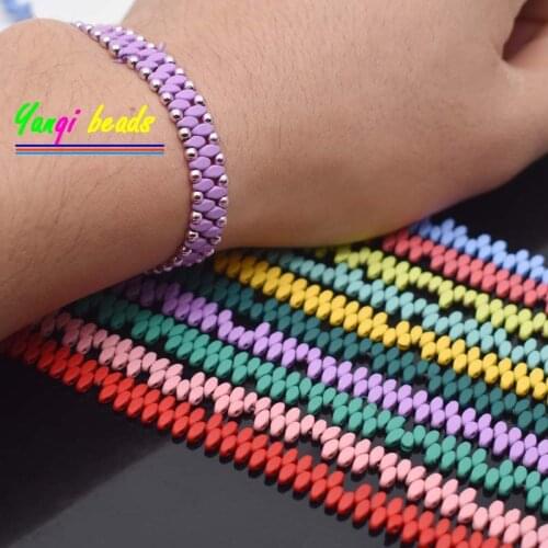 New Natural Stone Hematite Beads 5x2mm Two Holes Rhombus Spacer Beads Space Loose Beads For Jewelry Making DIY Design Bracelets