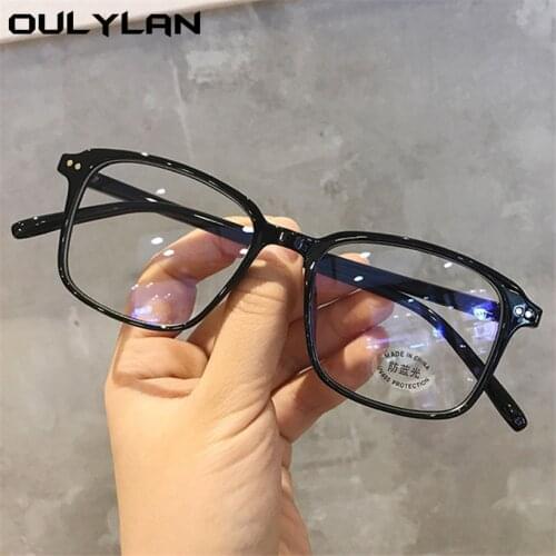 Oulylan Retro Men Glasses Frame Fashion Computer Eyeglasses Women Anti-blue Light Clear Black Pink Plastic Frame Gaming Eyewear