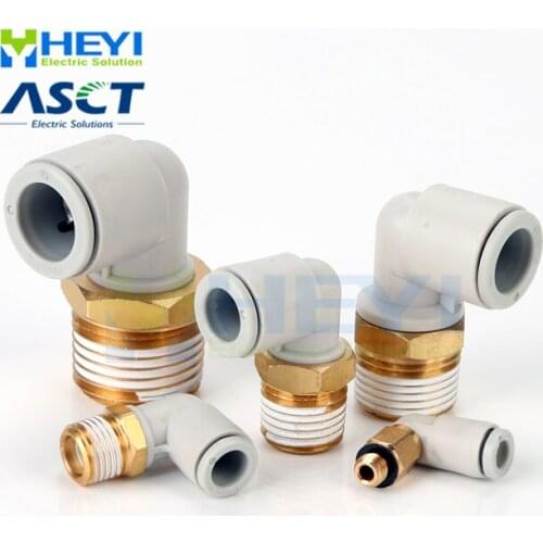 10PCS/bag KQ2L OD 6-10mm - 1/8'' 1/4'' 3/8''1/2'' Male Thread Pneumatic Tube Elbow Connector Tube Air One-Touch Push In Fitting