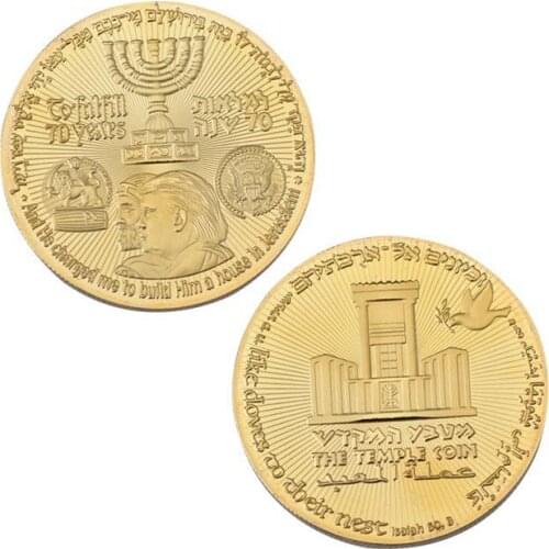 Donald Trump Gold Plated Coin King Cyrus Jewish Temple Jerusalem Israel Commemorative Coins Drop Shipping
