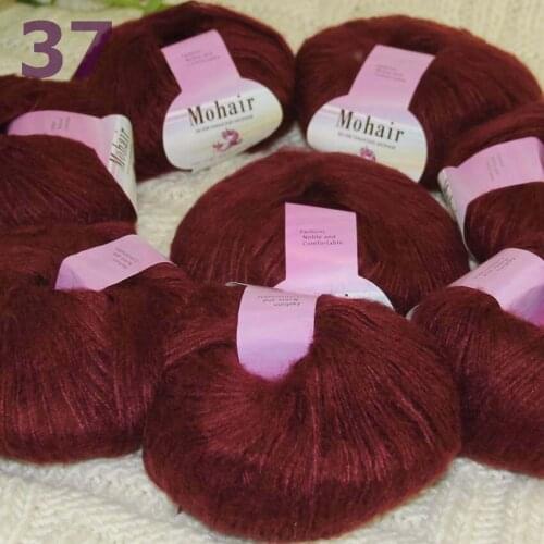 Sale New 8BallsX25g Luxury Soft Mohair Warm Wrap Shawl Hand Knit Crochet Yarn Burgundy 291-37-8
