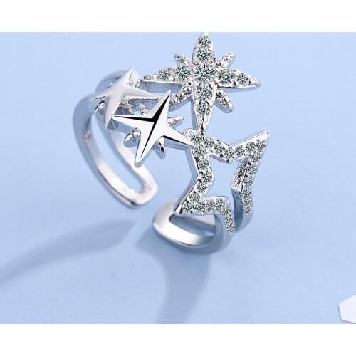 YH-ZL Adjustable 925 Ring for Women S925 Sterling Silver Hold Star Rings Warmth and Lover Gift Fine Jewelry Rings