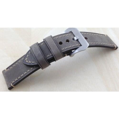 Wholesale 10PCS / lot 20MM 22MM 24MM genuine leather Crazy horse leather Watch band watch strap man watch straps grey -WB120702