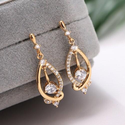 DE336 Street Snap-Style Delicacy Elegant Nobility Zircon Water Droplet Ear Stud Gift Banquet Party WOMENS Jewelry Earrings