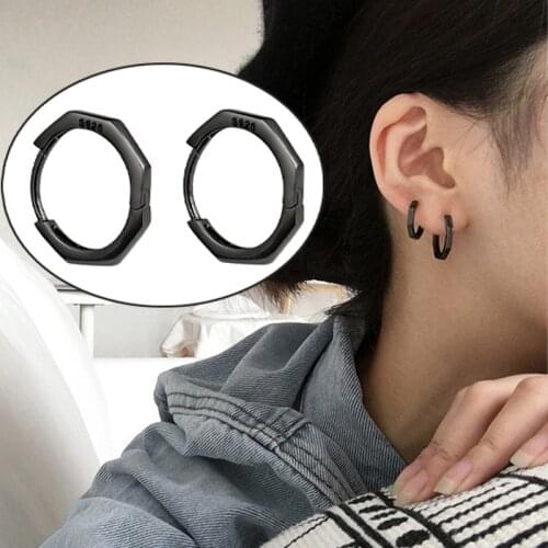 925 Silver Hoop Earrings for Women Circle Crystal Silver Black 925 Big Large Hoop Earings Jewelry