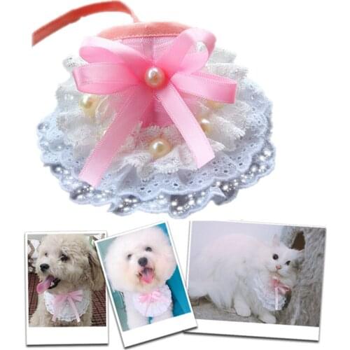 1Pc Handmade Dog bibs Pet Puppy Cat Lace Bandana Neckerchief Scarf Pet Jewelry Small Medium Dogs Tie Decor Accessories