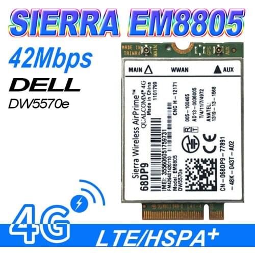 Sierra Wireless Airprime Wireless Adapter Card 7KC0X 068DP9 DELL EM8805 DW5570e WWAN HSPA NGFF 4G Module Adapter CARD