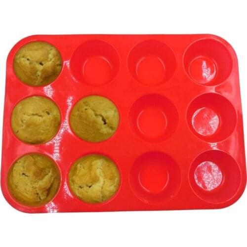 Silicone Muffin Cupcake Baking Pan Non Stick Microwave Mold Tray for Kitchen safe and healthy non stick For making cake candy