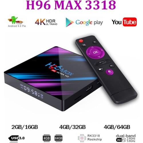 Android TV Box H96 Max 3318 Quad-Core 64bit Cortex-A53 4K Android 10.0 Built-in 2.4G/5G WiFi Support 4K,H.265 BT4.0
