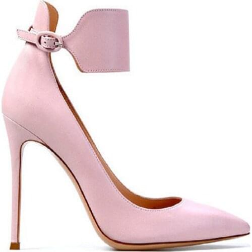 Spring pointed toe ring strap stiletto high heel personalized banquet dress womens single shoes large size simple work shoes