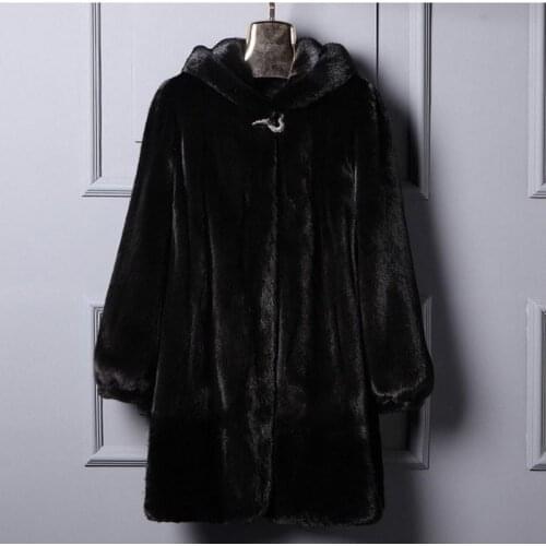 Autumn Winter Imitation Mink Velvet Outwear Womens 2021 New Hooded Loose Long Paragraph Mink Sweater Coat Women Thicken Y52