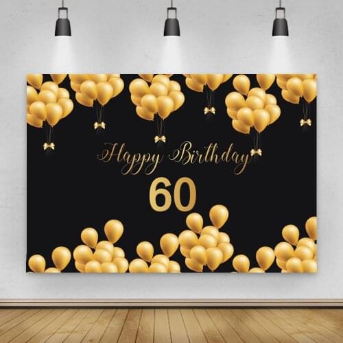 Golden Black Balloons Happy 30th 40th 50th 60th 70th 80th Birthday Party Customized Poster Photo Background Photography Backdrop