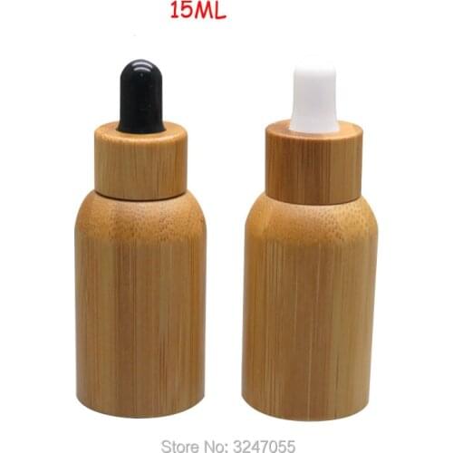 15ML 20pcs/lot High-end Elegant Empty Dropper Bottle, Bamboo Glass Superior Grade Essential Oil Container, Makeup Tool