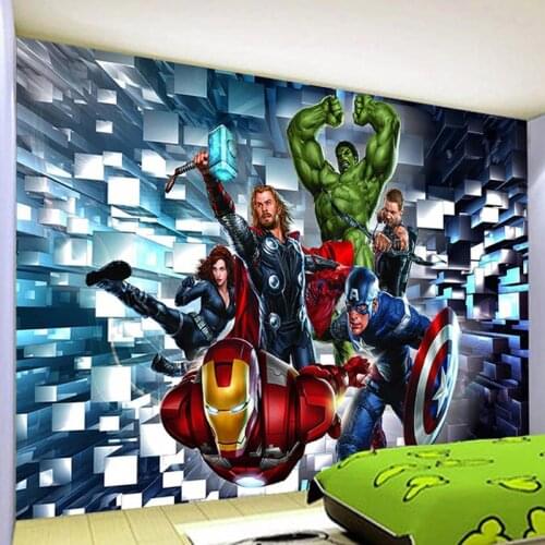 3D Wallpaper Modern Cartoon Childrens Bedroom Murals Boys Kids Bedroom Self-Adhesive Waterproof Wall Stickers Home Decor Poster