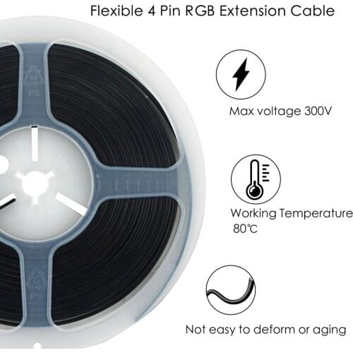 4Pin LED Cable Wire Extension Cord Black RGB 5050 3528 LED Strip Lighting Connector wire for 5050 3528 RGB LED Strip Light 5-24V