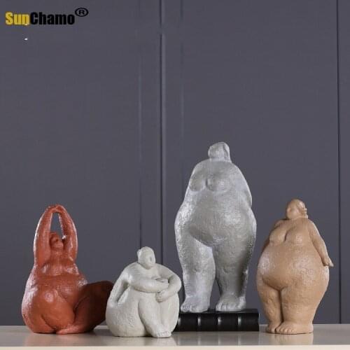 Modern Decoration Character Standing Squatting Fat Woman Home Decoration Nordic Living Room Model Room Resin Abstract Crafts